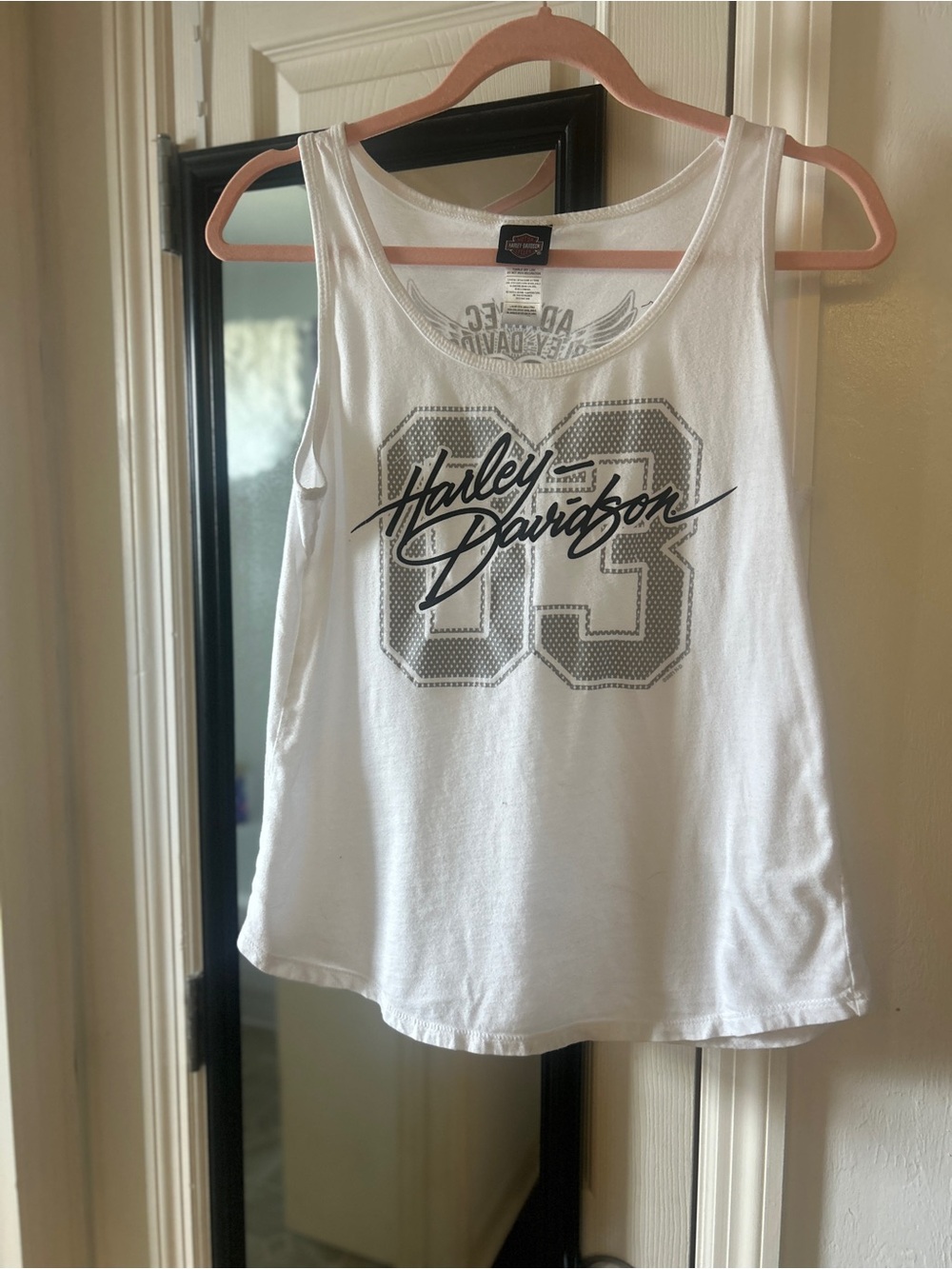 Harley-Davidson White Tank with Gray '03' Graphic